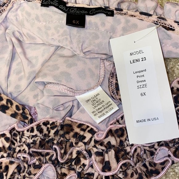 Dolls and Divas Couture Leopard Print Leni One Shoulder Dress Size 6X NWT - Picture 5 of 5